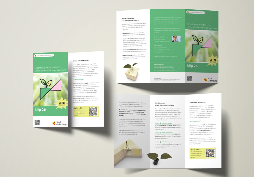 Flyer für den Klimapreis der Stadt Oldenburg